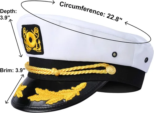 Miniatura 3 de Funny World Sombrero de capitanes de yate barco marino marinero gorra Almirante