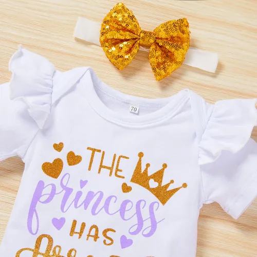 Miniatura 4 de Conjunto de ropa para bebé recién nacida con estampado de letras, falda tutú, diadema, calentador de leggings, ropa para llegar a casa