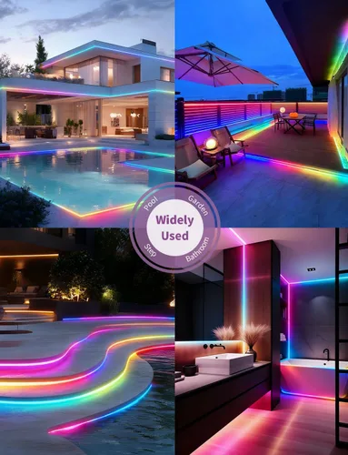 Miniatura 7 de Luces de tira LED COB, RGB Smart IC, IP67 Impermeable, Regulable 20FT/6M, Tira de luz con flujo de color con control de aplicación y sincronización
