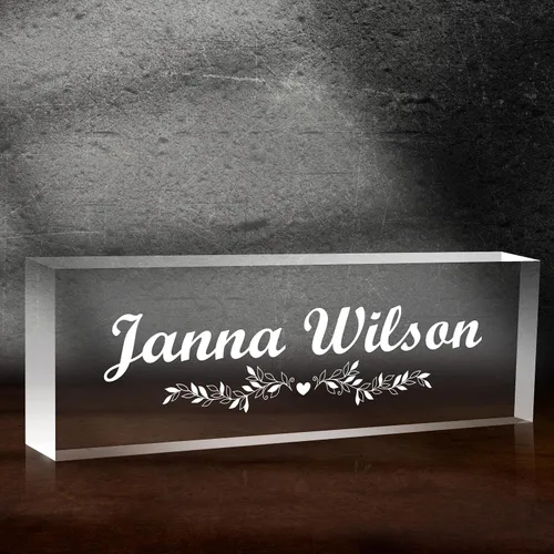 Miniatura 25 de Placa de nombre de escritorio personalizada, placa de nombre de acrílico de margarita africana de alta calidad, placa de nombre personalizada