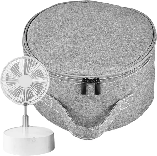 Bolsa de almacenamiento para ventilador portátil, impermeable, plegable, telescópica, bolsa de mano, gris, 9.1 x 9.1 x 5.1 in / 9.06 x 9.06 x 5.12