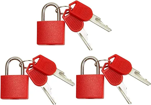 Miniatura 9 de 3 piezas de candado de metal sólido de latón macizo, mochila, diario, joyero, manualidades, cerradura de enseñanza escolar con llave y cubierta Azul