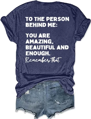 Miniatura 5 de Camiseta con texto en inglés "You Matter to The Person Behind Me" para mujer, camiseta casual de manga corta con cuello en V, camiseta inspiradora