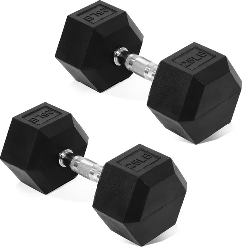 Miniatura 11 de Fitvids Hex Dumbbells Rubber Coated Hand Weights for Exercises and Fitness Home Gym, 5-50 LB Pair