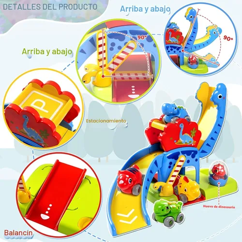 Miniatura 2 de Marstone Juguetes para niños de 1 a 2 años: Diapositiva de dinosaurio con 4 autos de animales, juguetes educativos para bebés de 12 a 18 meses