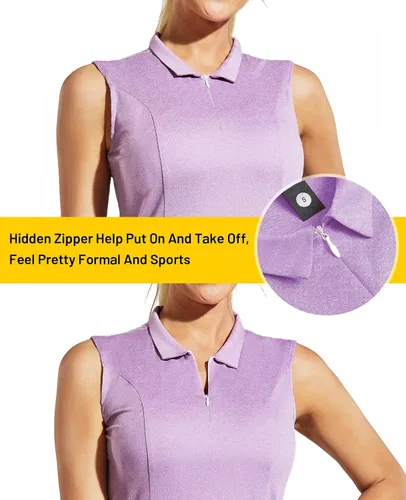 Miniatura 2 de MIER Women's Sleeveless Golf Shirt Tank Top Collared Tennis Polo Shirts with Zip Quick Dry