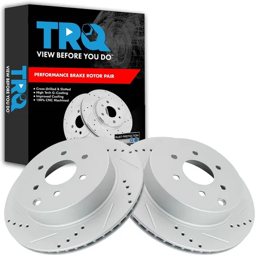 Miniatura 328 de TRQ Juego de rotores de freno de rendimiento trasero con revestimiento G premium compatible con Mazda 6 2014-2021