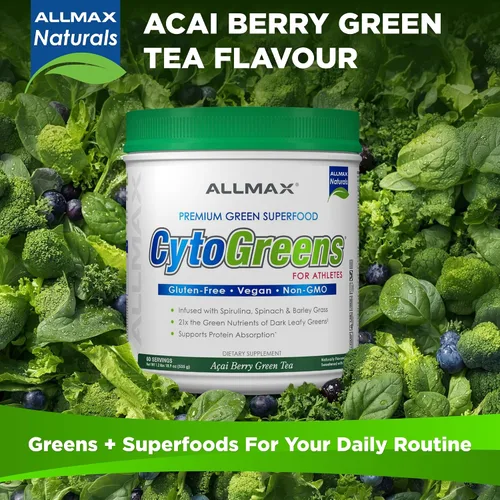 Miniatura 8 de ALLMAX Naturals CytoGreens Super Greens en polvo, superalimento verde premium con verduras, superalimentos, suplemento de verduras diarias, té verde