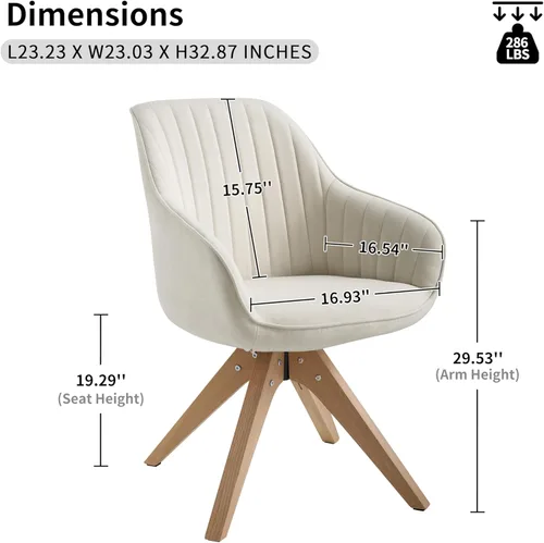 Miniatura 2 de Art Leon Silla giratoria moderna de mediados de siglo, con patas de madera de roble, silla de escritorio sin ruedas, sillón para escritorio