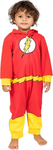 Miniatura 2 de DC Comics Justice League Superman Batman Flash Zip Up Pijama Cosplay Enterizo Niño a Niño Grande