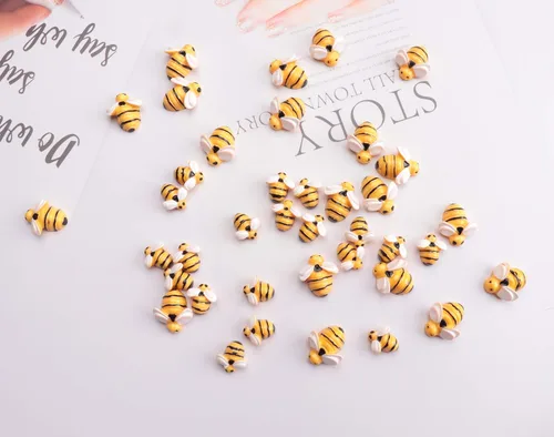 Miniatura 3 de Sowaka 20 piezas de mini adornos de abeja diminutos de resina plana adorno de abejorro para el cabello, clip de bricolaje, proyecto de arte, hogar