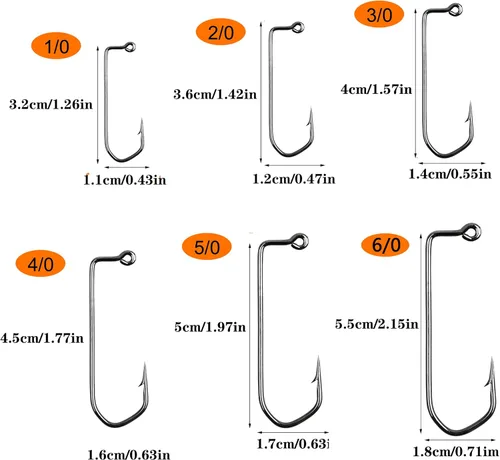 Miniatura 2 de 50pcs/100pcs Aberdeen Jig Hook with 90-Degree Round Bend Extra Strong Long Shank Jig Hooks High Carbon Steel Fishing Barbarian Hooks for Saltwater