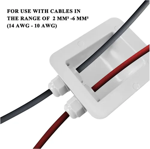 Miniatura 5 de Entrada de cable solar resistente a la intemperie de plástico ABS doble para todos los tipos de cables de 2mm² a 6mm² para proyectos solares en RV
