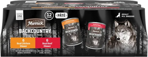 Miniatura 14 de Merrick Backcountry - Alimento enlatado prémium sin granos, receta húmeda suave y saludable, cena de pollo real, paquete de 12 latas de 12.7 onzas