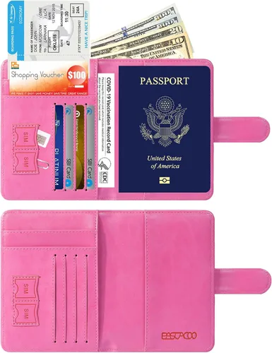 Miniatura 4 de Funda para pasaporte de piel con bloqueo RFID accesorios de viaje para mujeres y hombres