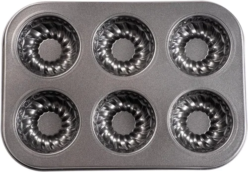 Yomvzake Mini molde para tartas, 6 cavidades de tubo acanalado para tartas, molde para brownie, molde redondo pequeño para tartas para tartas para
