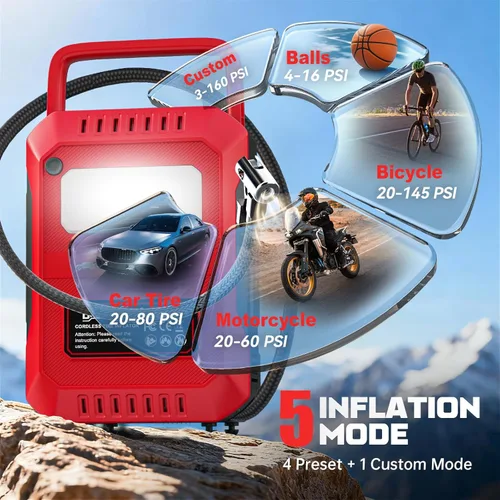 Miniatura 3 de DIYtoolifz Compresor de aire inalámbrico para inflador de neumáticos compatible con batería Milwaukee de 18 V (solo herramienta), bomba de aire
