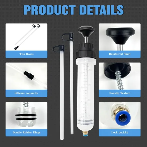 Miniatura 3 de Extractor de líquido de 200 CC para aceite, gasolina y dirección asistida, líquido de frenos, jeringa multiusos para transferencia de líquidos