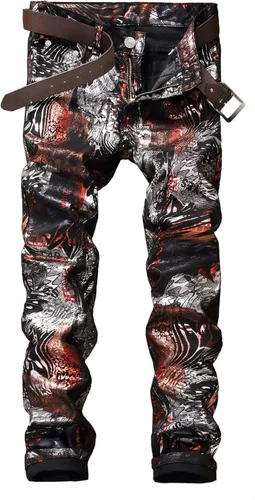 Miniatura 123 de Enrica Pantalones vaqueros estampados casuales para hombre