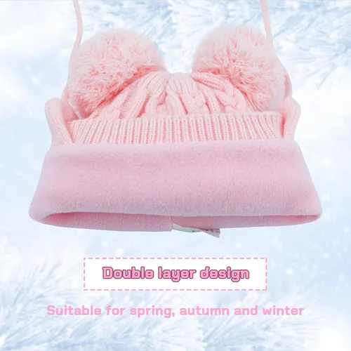Miniatura 25 de Duoyeree Gorro de invierno para niños pequeños con solapa para las orejas, bufanda gruesa y cálida gorra de calavera para niños y niñas