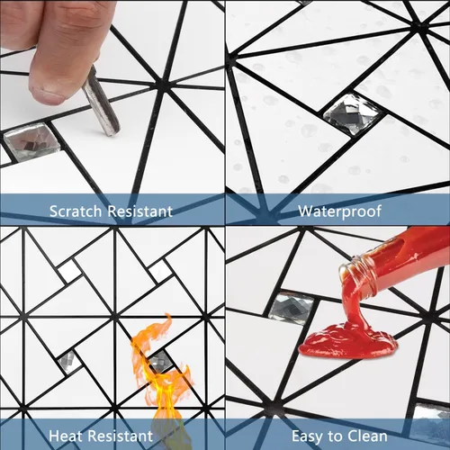 Miniatura 4 de Vamos Tile Azulejo de protección contra salpicaduras para despegar y pegar, azulejos de PVC blanco puro para salpicaduras de cocina y baño, molino