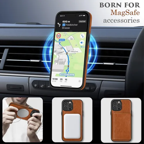 Miniatura 4 de LOHASIC Funda tipo cartera para iPhone 12 Pro Max, soporte para 6 tarjetas, parte trasera magnética desmontable, compatible con Mag-Safe, funda