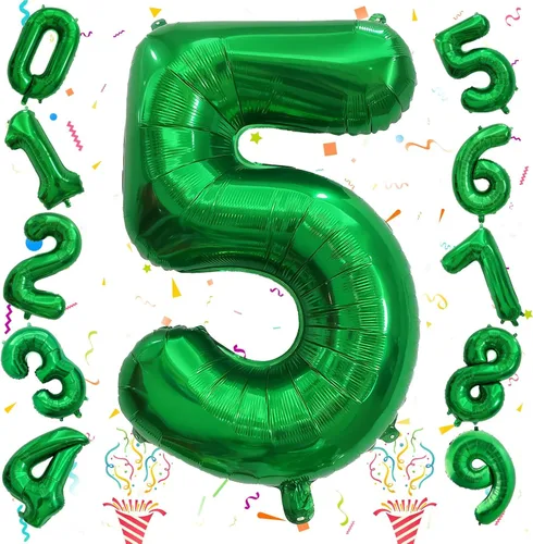 Miniatura 96 de Globos de número azul pastel de 40 pulgadas, globo gigante autoinflable de aluminio número 5 de cumpleaños para niños, globos azul bebé para hombres