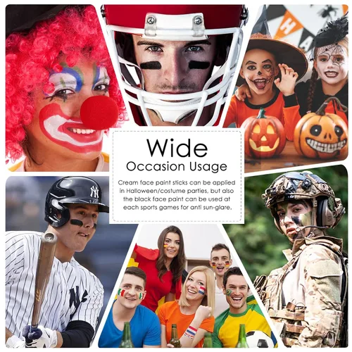 Miniatura 6 de 2 unidades de pintura roja para rostro y cuerpo, fácil de mezclar, para béisbol, fútbol, Halloween, disfraz de vampiro, bromista y payaso, crema