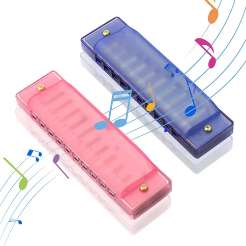 Armónica para niños de 10 agujeros, paquete de 2, llave de C, armónicas de blues, juguete educativo para principiantes, juguetes musicales para