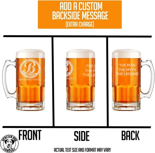 Miniatura 5 de Taza de cerveza de vidrio con monograma grabado personalizado, 34 onzas, Día del Padre, monograma, nombre personalizado, regalos de cerveza Claro