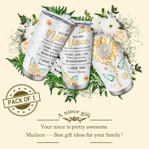 Miniatura 5 de Muilzon Regalos de sobrina de tía/tía/tío Tazas de 20oz, Regalos para sobrina para cumpleaños, graduación, día de San Valentín, Navidad, taza