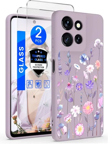 Miniatura 12 de Yucenx Funda para Motorola Moto G 5G 2024 de 6.6 pulgadas, funda de silicona líquida floral para niñas y mujeres, a prueba de golpes, antiarañazos