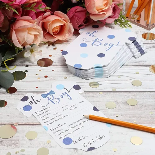 Miniatura 2 de Sparkle and Bash Tarjetas de juegos para baby shower, 5 x 7 pulgadas, paquete de 50, corazón marrón y rosa, tarjetas de consejos y predicciones