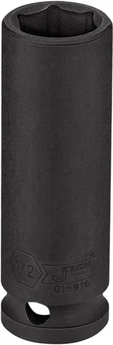 Miniatura 2 de Jetech Enchufe de impacto profundo de 3/8 de pulgada de 1/2 pulgada, acero de aleación de molibdeno cromado tratado térmicamente, diseño de 6