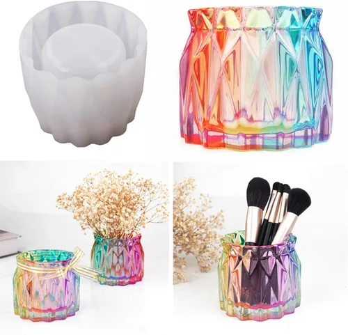 Miniatura 3 de Molde de Silicona para Florero de Flores Secas, Maceta de Concreto, Plantas Suculentas, Molde de Cemento Yeso Arcilla para Frasco de Vela/Contenedor