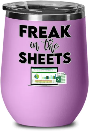 Miniatura 7 de Freak In The Sheets Excel Wine Tumbler for Accountant CPA Accounting Thank You Appreciation Ideas for Boss Coworker Office Humor 12 oz Powder Coated
