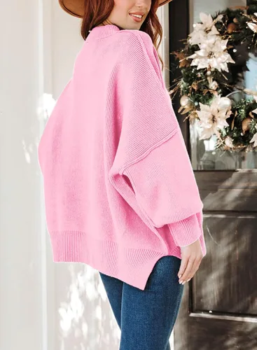 Miniatura 5 de ARTFREE Women's Fall Oversized Sweater Crewneck Long Sleeve Pullover Knit Sweater Tops with Side Slit