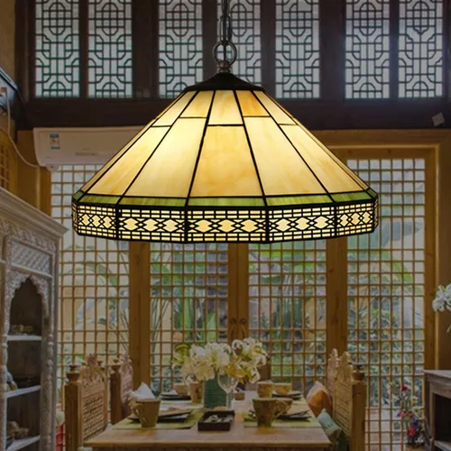 Miniatura 3 de Pantalla de repuesto de 16 pulgadas estilo Tiffany con pantalla amarilla Mission solo con tapa para lámpara de mesa, luz colgante, lámpara de pie
