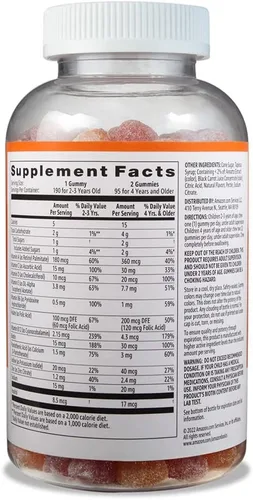 Miniatura 2 de Amazon Basics Multivitamínico para niños, 190 gomitas, naranja, cereza y fresa (anteriormente Solimo)