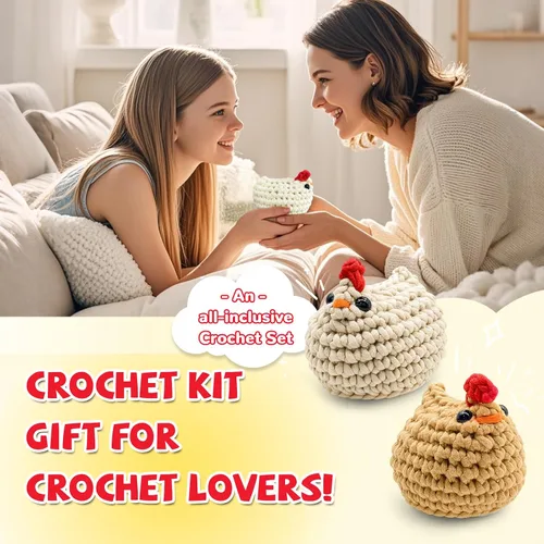 Miniatura 7 de SGIBYN Kit de Ganchillo para Principiantes con Tutoriales en Video Paso a Paso, Kit de Amigurumi de Pollos de Ganchillo de Inicio para Adolescentes