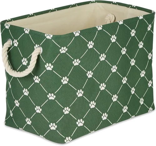 Miniatura 10 de Bone Dry - Colección de almacenamiento para mascotas con diseño de huella de pata y hueso, rectángulo pequeño, 14x8x9 pulgadas, color rosa 2-Rosa