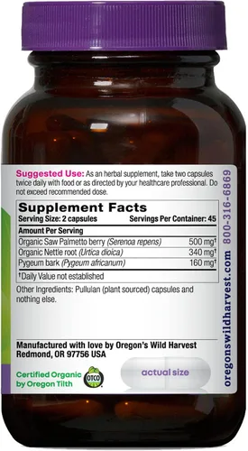 Miniatura 2 de Oregon's Wild Harvest Suplemento de hierbas orgánicas de Saw Palmetto Pygeum en cápsulas veganas - 90