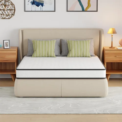 FDW Colchón matrimonial de 6 pulgadas, colchón híbrido de espuma viscoelástica y resortes interiores, colchón de espuma premium, alivio de presión,