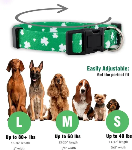 Miniatura 3 de Collar para perro de San Patricio de Native Pup - Collares para mascotas de trébol de San Patricio verde - San Patricio irlandés de la suerte - St.