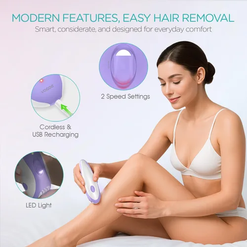 Miniatura 5 de VOGOE Depiladora para mujer, depiladora inalámbrica para mujeres, depiladora eléctrica 4 en 1, 2 velocidades y 21 pinzas para cara, piernas, brazos