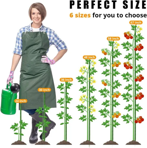 Miniatura 3 de LAVEVE Garden Stakes - Estacas de tomate de acero resistente de 36 pulgadas, estacas de soporte recubiertas de plástico para asegurar árboles