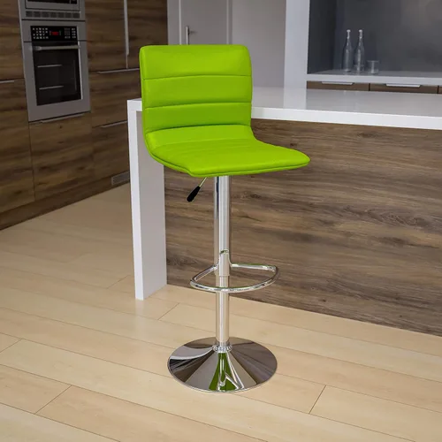 Miniatura 17 de Flash Funiture silla de bar ajustable con base cromada, Vinilo, Gris