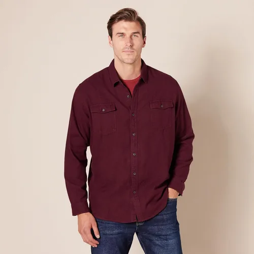 Miniatura 6 de Tienda Essentials Camisa de franela de manga larga con dos bolsillos para hombre