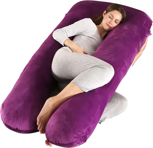 Miniatura 14 de Amagoing - Almohada de embarazo refrescante para dormir, almohada de maternidad en forma de U de cuerpo completo para mujeres con dolor de cadera