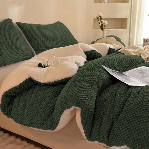 Miniatura 9 de LLanCL Juego de edredón de diseño jacquard 3D, ultra suave, cálido, tamaño individual, felpa de piel sherpa, juego de 2 piezas de ropa de cama